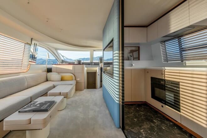 azimut 68 main salon and galley