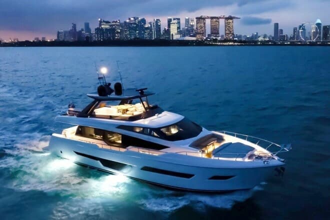 restyled Ferretti Yachts 780 in Singapore